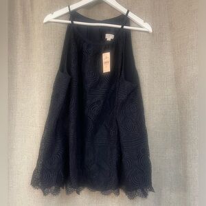 NWT Loft Plus 18 navy blue lace tank